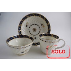 SOLD Worcester Oval Shanked Trio, Blue and Gilt Decoration with 'Bluebell pattern', c1795 SOLD 